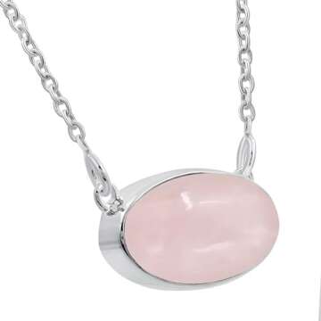 TISHAVI 4.41Cts Natural Rose Quartz Necklace For Women January Birthstone Vintage Style Jewelry Wome...