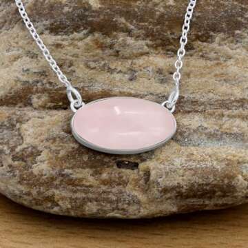 TISHAVI 4.41Cts Natural Rose Quartz Necklace For Women January Birthstone Vintage Style Jewelry Women'S Day Gifts For Mom Wife Sister