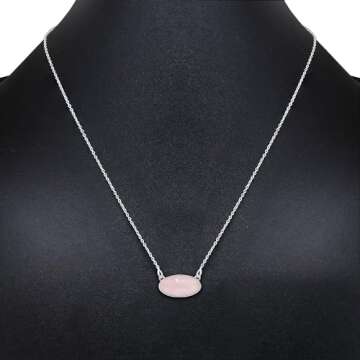 TISHAVI 4.41Cts Natural Rose Quartz Necklace For Women January Birthstone Vintage Style Jewelry Women'S Day Gifts For Mom Wife Sister