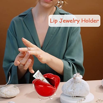 Trendy Ceramic Red Lips Organizing Holder for Makeup