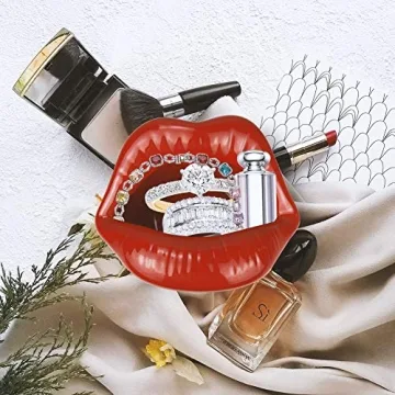 Trendy Ceramic Red Lips Organizing Holder for Makeup