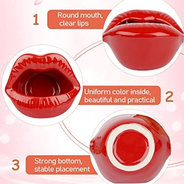 Trendy Ceramic Red Lips Organizing Holder for Makeup