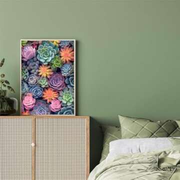 Ausanrl Succulents Diamond Painting Kits for Adults Beginners-Succulents Plant Diamond Art Kits for Adults,Flower Gem Art Kits for Adults for Gift Home Wall Decor Gifts 12x16inch