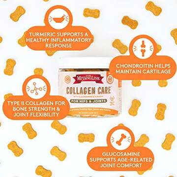 The Missing Link Collagen Care Hip & Joint Soft Chews 60ct - Daily Mobility & Anti-Inflammatory Support for Dogs