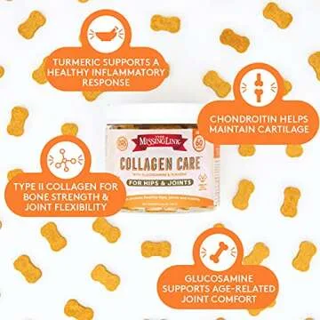 The Missing Link Collagen Care Hip & Joint Soft Chews 60ct - Daily Mobility & Anti-Inflammatory Support for Dogs