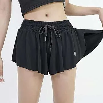 Luogongzi 2 in 1 Flowy Running Shorts for Women