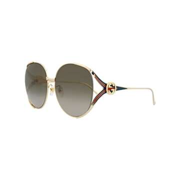 Gucci Round/Oval Sunglasses Gold Gold Brown Luxury Eyewear Made In Italy Metal Frame Designer Fashio...