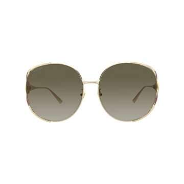 Gucci Round/Oval Sunglasses Gold Gold Brown Luxury Eyewear Made In Italy Metal Frame Designer Fashion for Everyday Luxury