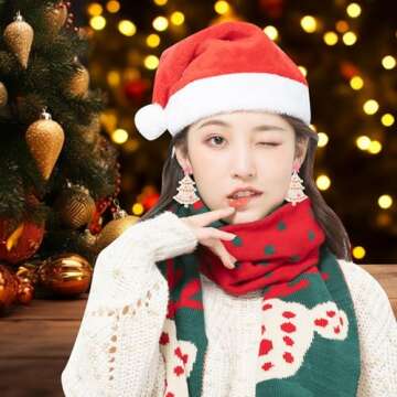 Festive Pink Christmas Tree Earrings for Women | Holiday Jewelry