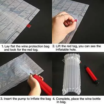 Wine Bottle Protector 12 Packs Bags With Free Pump Reusable Sleeve Travel Inflatable Air Column Cushion Bagfor Packing and Safe Transportation of Glass Bottles in Airplane Cushioning
