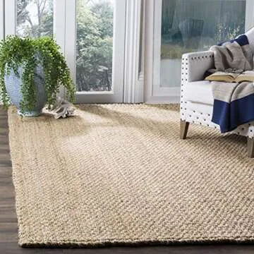 SAFAVIEH Natural Fiber Collection Area Rug - 9' x 12', Natural, Handmade Basketweave Jute, Ideal for High Traffic Areas in Living Room, Bedroom (NF401A)