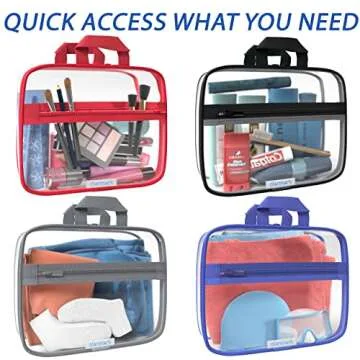 Clear Toiletry Bag - PVC Makeup Bag - Large Transparent Cosmetic Travel Case - See Through Packing Cube with Handle - Clear Bag with Zipper - Plastic Storage Pouch for Women