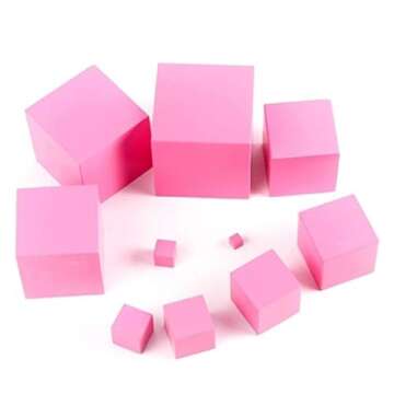 danni Montessori Kids Wood Math Toy Pink Tower Solid Wood Cube 0.7-7CM Early Preschool Educational Toys Christmas Children Day Gifts
