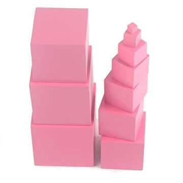 danni Montessori Kids Wood Math Toy Pink Tower Solid Wood Cube 0.7-7CM Early Preschool Educational Toys Christmas Children Day Gifts