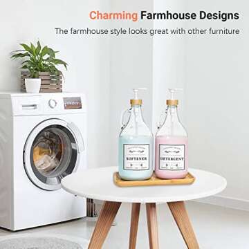 Glass Laundry Detergent Dispenser, Liquid Laundry Soap Dispenser for Laundry Room, 64oz Detergent Bl...