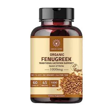 Hebhac Herbs Fenugreek Capsules for Women - Organic Lactation Supplement (60 Capsules)