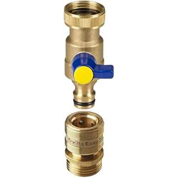 GORILLA EASY CONNECT Garden Hose Quick Connect Fittings with Ball Valve - ¾ Inch GHT Solid Brass