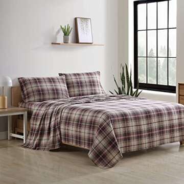 Eddie Bauer - King Sheet Set, Warm Breathable Cotton Flannel Bedding with Deep Pockets, Brushed for ...