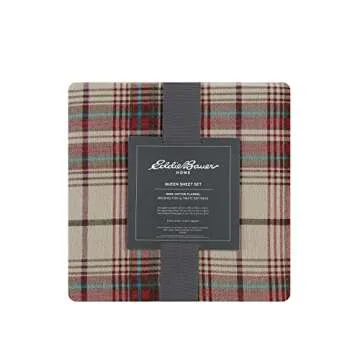 Eddie Bauer - King Sheet Set, Warm Breathable Cotton Flannel Bedding with Deep Pockets, Brushed for Extra Softness, Cozy Home Decor, Oeko-Tex Certified (Montlake Plaid, King)