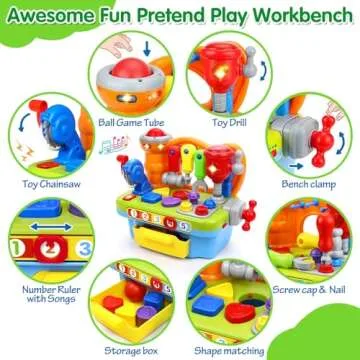Toys for 1 Year Old Boy, Musical Learning Workbench for Toddler Toys Age 1-2, Baby Toys 12-18 Months...