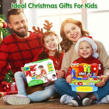 Toys for 1 Year Old Boy, Musical Learning Workbench for Toddler Toys Age 1-2, Baby Toys 12-18 Months Birthday Gifts for 1 Year Old Boy Toys, Sound Lights Engineer Pretend Play Early Education Toys