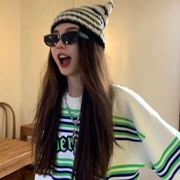 GOTodhchai Crochet Hats for Women, Knitted Hat Cat Beanie Vintage Beanie, Knitted Cat Ear Hat Women Winter Warm Beanie Caps