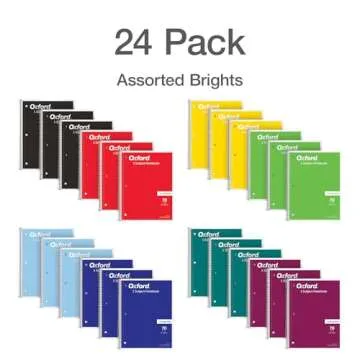 Oxford Spiral Notebook College Ruled - 24 Pack - 1 Subject Spiral Notebooks for Work and School - 8 x 10-1/2 Inch - 8 Primary Colors - 70 Sheets