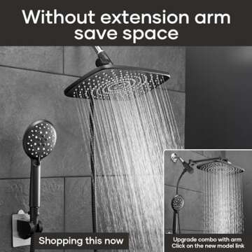 Veken 11.8 Inch High Pressure Rain Shower Head -Shower Heads with 5 Modes Handheld Spray Combo- Wide RainFall shower with 70" Hose - Adjustable Dual Showerhead with Anti-Clog Nozzles- Matte Black