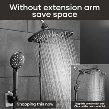 Veken 11.8 Inch High Pressure Rain Shower Head -Shower Heads with 5 Modes Handheld Spray Combo- Wide RainFall shower with 70" Hose - Adjustable Dual Showerhead with Anti-Clog Nozzles- Matte Black