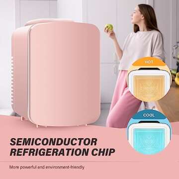 YSSOA 4L Mini Fridge 6 Can Portable Cooler & Warmer Compact Refrigerators for Food, Drinks, Skincare...