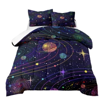 OKalayni Queen Comforter Sets for Boys Girls Kids Teens Space Astronaut Galaxy Bedding Sets Outer Sp...