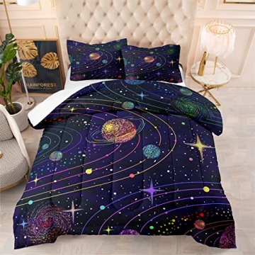OKalayni Galaxy Comforter Set for Kids - 3 Piece Bedding Set