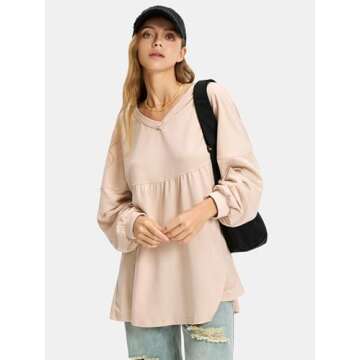 Stylish Exlura Women's V Neck Long Sleeve Maternity Tunic