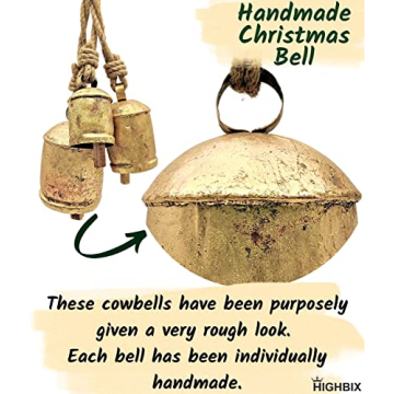 HIGHBIX Vintage Handmade Rustic Cow Bells for Christmas Decor