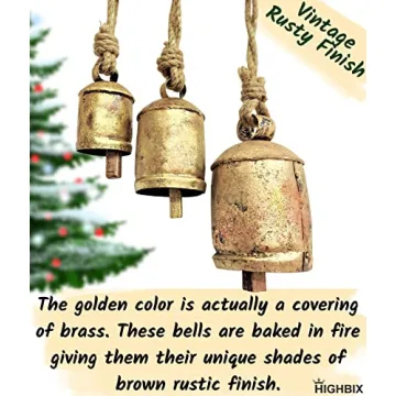 HIGHBIX Vintage Handmade Rustic Cow Bells for Christmas Decor