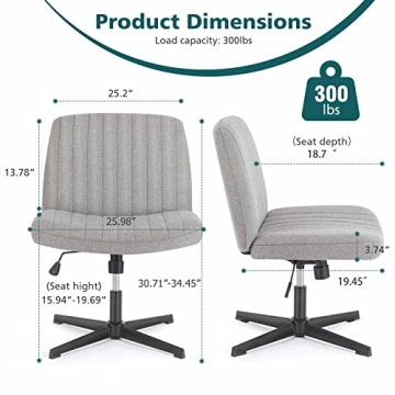 OLIXIS Adjustable Armless Fabric Desk Chair