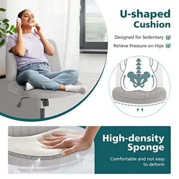 OLIXIS Adjustable Armless Fabric Desk Chair