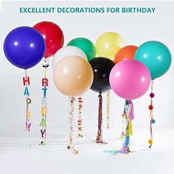 15pcs 24 Inch Balloons Large Assorted Balloons Thick Latex Heavy Duty Balloon Round Big Giant Globos Grandes Huge XXL Jumbo stuffing Colorful Ballons Wedding Birthday Rainbow Party Decorations