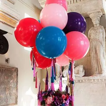 15pcs 24 Inch Balloons Large Assorted Balloons Thick Latex Heavy Duty Balloon Round Big Giant Globos Grandes Huge XXL Jumbo stuffing Colorful Ballons Wedding Birthday Rainbow Party Decorations