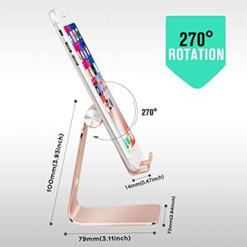 Fwaytech Cellphone Stand Holder Gold,iPhone Stand Adjustable,Stand for iphone compatible with iphone xr xs max x 8 7 plus Samsung and other smartphone,Gold Desk Accessories for Woman Office