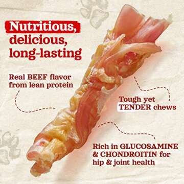Natural Farm Extra-Thick Beef Tendons (4-6 Inch, 6 Pack), Natural Chondroitin and Collagen: Supports...