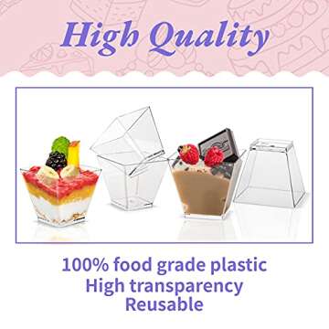 Elegant 100 Pack 2oz Plastic Dessert Cups for Parties