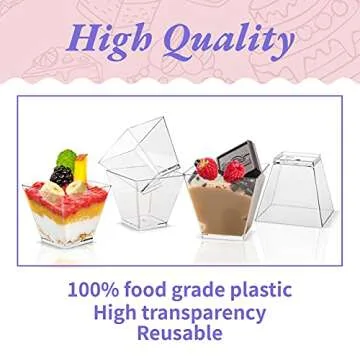 Elegant 100 Pack 2oz Plastic Dessert Cups for Parties