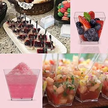 Elegant 100 Pack 2oz Plastic Dessert Cups for Parties