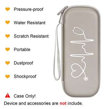 BOVKE Travel Carrying Case Compatible with 3M Littmann Classic III, Lightweight II S.E, MDF Acoustica Deluxe Stethoscopes - Extra Room for Medical Scissors EMT Trauma Shears and LED Penlight, Grey
