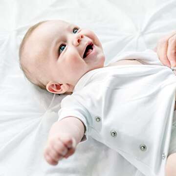 Baby Side Snap Bodysuit Set, Short Sleeve Cotton Boy Girl Kimono Onesie, 4 Pack, White - Short Sleev...