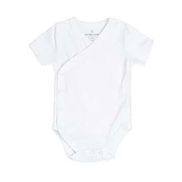 Baby Side Snap Bodysuit Set, Short Sleeve Cotton Boy Girl Kimono Onesie, 4 Pack, White - Short Sleeve, 3-6 Months