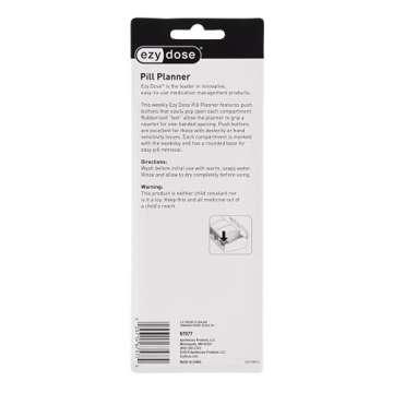 EZY DOSE Weekly (7-Day) Pill Case, Medicine Planner, Vitamin Organizer Box, Medium Push-Button Compartments, Convenient and Easy to Use, Color May Vary, BPA Free