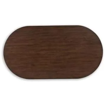 Signature Design by Ashley Korestone Mid-Century Modern Coffee Table with Reeded Double Pedestal Base, Dark Brown