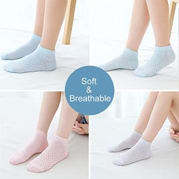 Looching Pack of 5 Mesh Thin Baby Socks for Kids - Comfortable Cotton No-Show Design